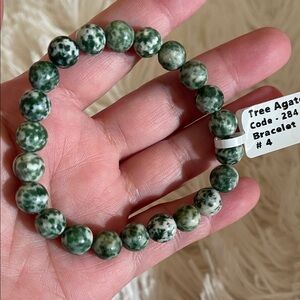 New Natural Tree Agate Beaded Elastic Bracelet